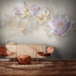Papel de parede Flores delicadas com toques de brilho
