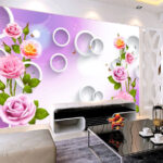 Papel de parede As rosas cor-de-rosa e as borboletas dançam alegremente.
