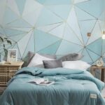 Papel de parede Padrão triangular azul e branco