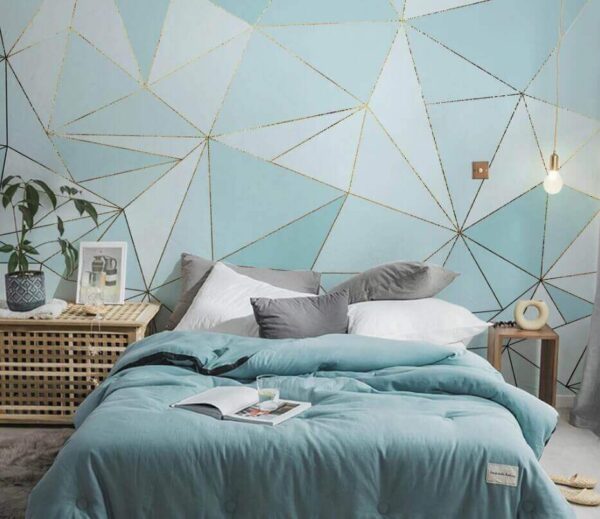 Papel de parede Papel de parede Padrão triangular azul e branco (REF: u46444)