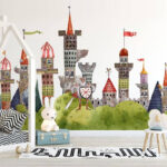 Papel de parede Cavaleiro que guarda um castelo medieval extravagante.