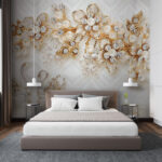 Papel de parede Papel de parede com cisnes e flores
