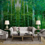 Papel de parede Floresta de bambu serena, cenário verdejante.