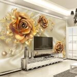 Papel de parede Rosas elegantes no meio de delicadas borboletas