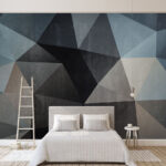 Papel de parede Padrão triangular preto e cinzento