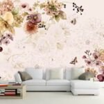 Papel de parede Flores delicadas em tons pastel suaves