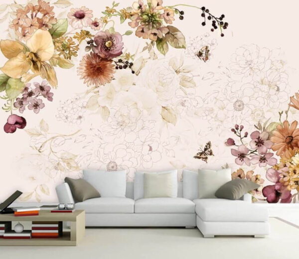 Flores delicadas em tons pastel suaves Papel de parede Flores delicadas em tons pastel suaves