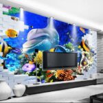 Papel de parede Mural de um peixe e golfinhos