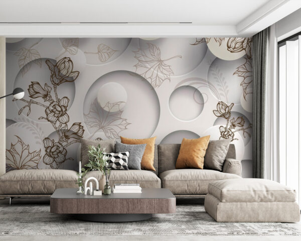 Papel de parede com círculos e flores Papel de parede Papel de parede com círculos e flores