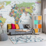 Papel de parede Mapa da Austrália com texto a preto