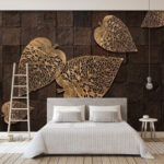 Papel de parede Folhas decorativas sobre fundo texturado