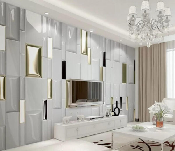 Azulejos geométricos com acabamento refletor Papel de parede Azulejos geométricos com acabamento refletor