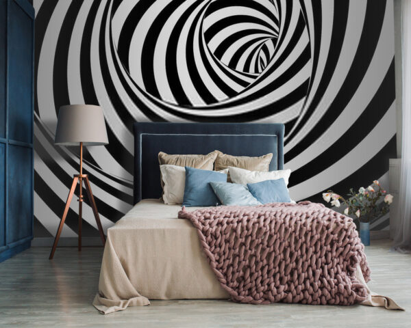 Padrão em espiral a preto e branco Papel de parede Padrão em espiral a preto e branco