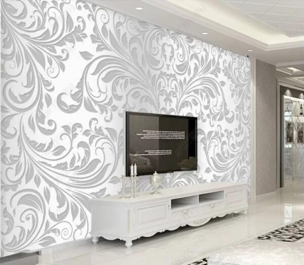 Design elegante com padrão floral prateado Papel de parede Design elegante com padrão floral prateado