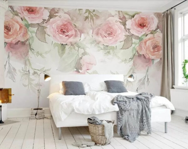 Desenho de padrão floral em aguarela suave Papel de parede Desenho de padrão floral em aguarela suave