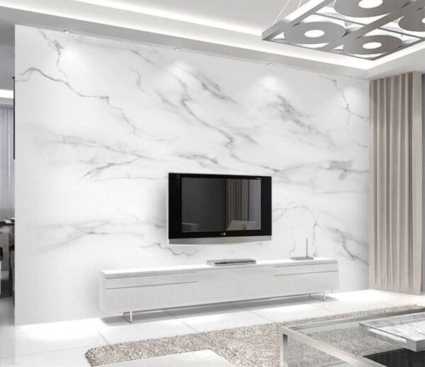 Superfície de mármore branco com veios pretos Papel de parede Superfície de mármore branco com veios pretos