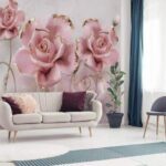 Papel de parede Grupo de flores cor-de-rosa