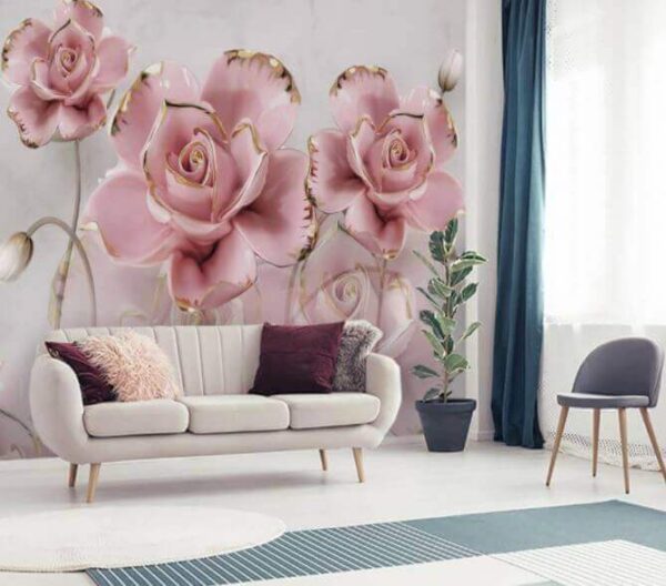 Grupo de flores cor-de-rosa Papel de parede Grupo de flores cor-de-rosa