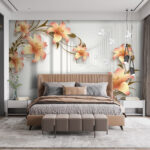 Papel de parede Flores e borboletas num design elegante.