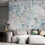 Papel de parede Padrão de flores e folhas