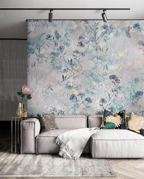 Padrão de flores e folhas Papel de parede Padrão de flores e folhas