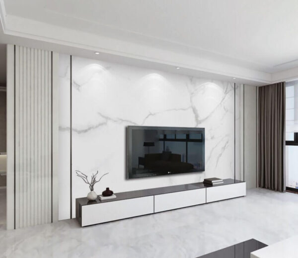Superfície de mármore branco com veios pretos Papel de parede Superfície de mármore branco com veios pretos