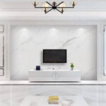 Papel de parede Superfície de mármore branco com veios pretos