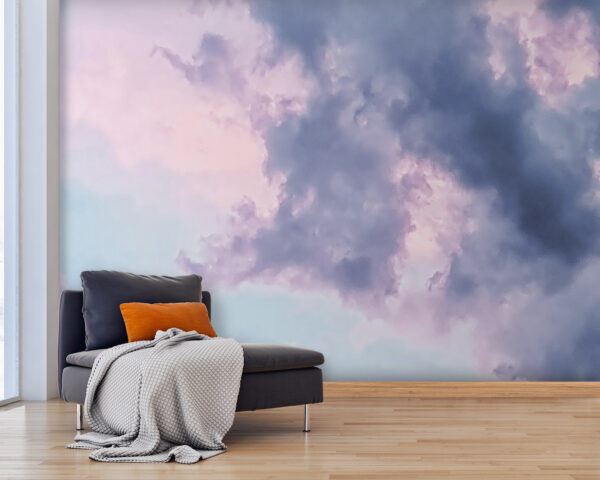 Céu nublado com nuvens cor-de-rosa e azuis Papel de parede Céu nublado com nuvens cor-de-rosa e azuis