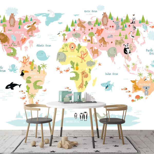 Mapa de África com animais Papel de parede Mapa de África com animais