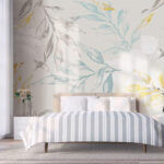Papel de parede Folhas suaves em cores suaves