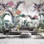 Papel de parede Paraíso tropical com uma folhagem luxuriante.