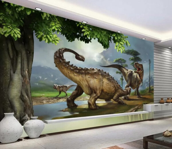 Dinossauro grande com chifres e cauda compridos Papel de parede Dinossauro grande com chifres e cauda compridos