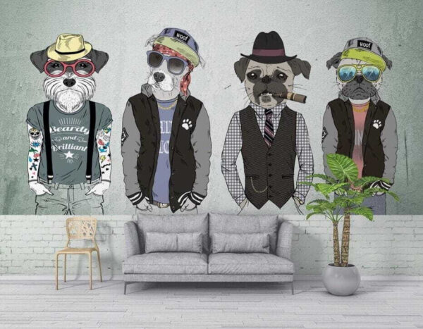 Cão com colete e gravata Papel de parede Cão com colete e gravata