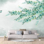 Papel de parede Folhas verdes num ramo