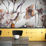 Papel de parede Padrão de flores de algodão