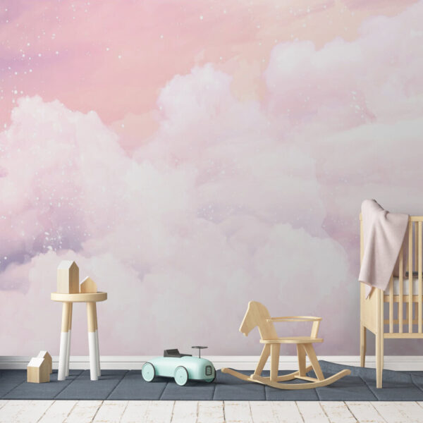 Céu cor-de-rosa com nuvens brancas Papel de parede Céu cor-de-rosa com nuvens brancas