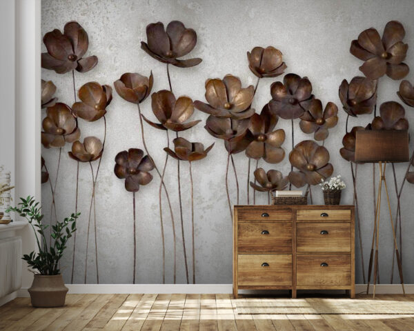 Grupo de flores castanhas Papel de parede Grupo de flores castanhas