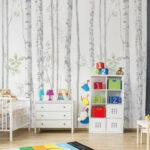 Papel de parede Bétulas com folhas verdes suaves