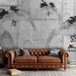 Papel de parede Imagem a preto e branco de aves