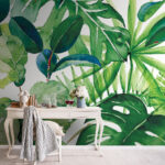 Papel de parede Folhas exuberantes em cores vibrantes