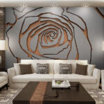 Papel de parede Arte de padrão de desenho de rosa metálica.