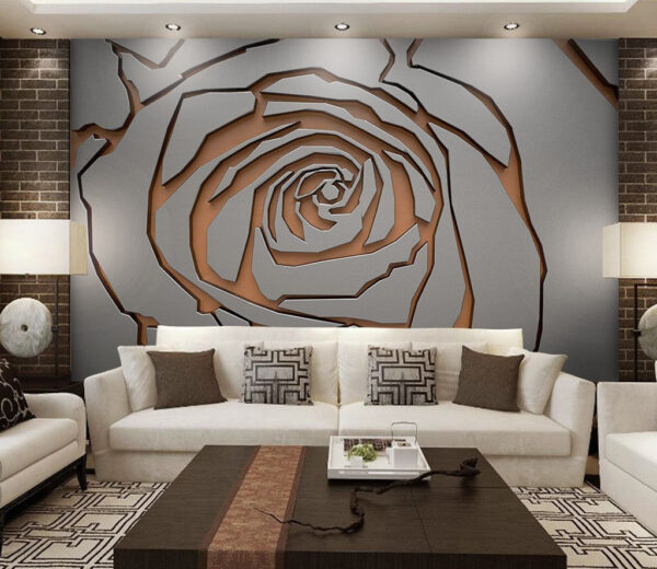 Arte de padrão de desenho de rosa metálica Papel de parede Arte de padrão de desenho de rosa metálica