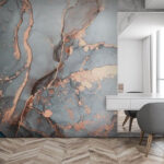 Papel de parede Abstract Copper Streams in Blue (Correntes de cobre abstractas em azul)