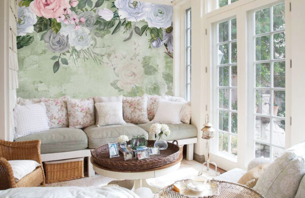 Elegância floral num cenário suave Papel de parede Elegância floral num cenário suave