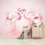 Papel de parede Dois flamingos lado a lado
