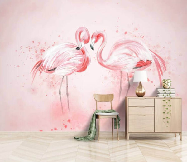 Dois flamingos lado a lado Papel de parede Dois flamingos lado a lado