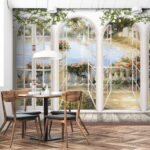 Papel de parede Vista panorâmica através de portas em arco.
