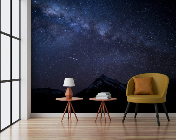 Montanha com neve e estrelas no céu Papel de parede Montanha com neve e estrelas no céu