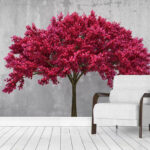 Papel de parede Flores cor-de-rosa vibrantes contra o betão.