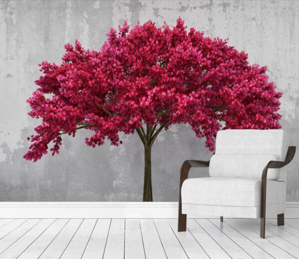 Flores cor-de-rosa vibrantes contra o betão Papel de parede Flores cor-de-rosa vibrantes contra o betão